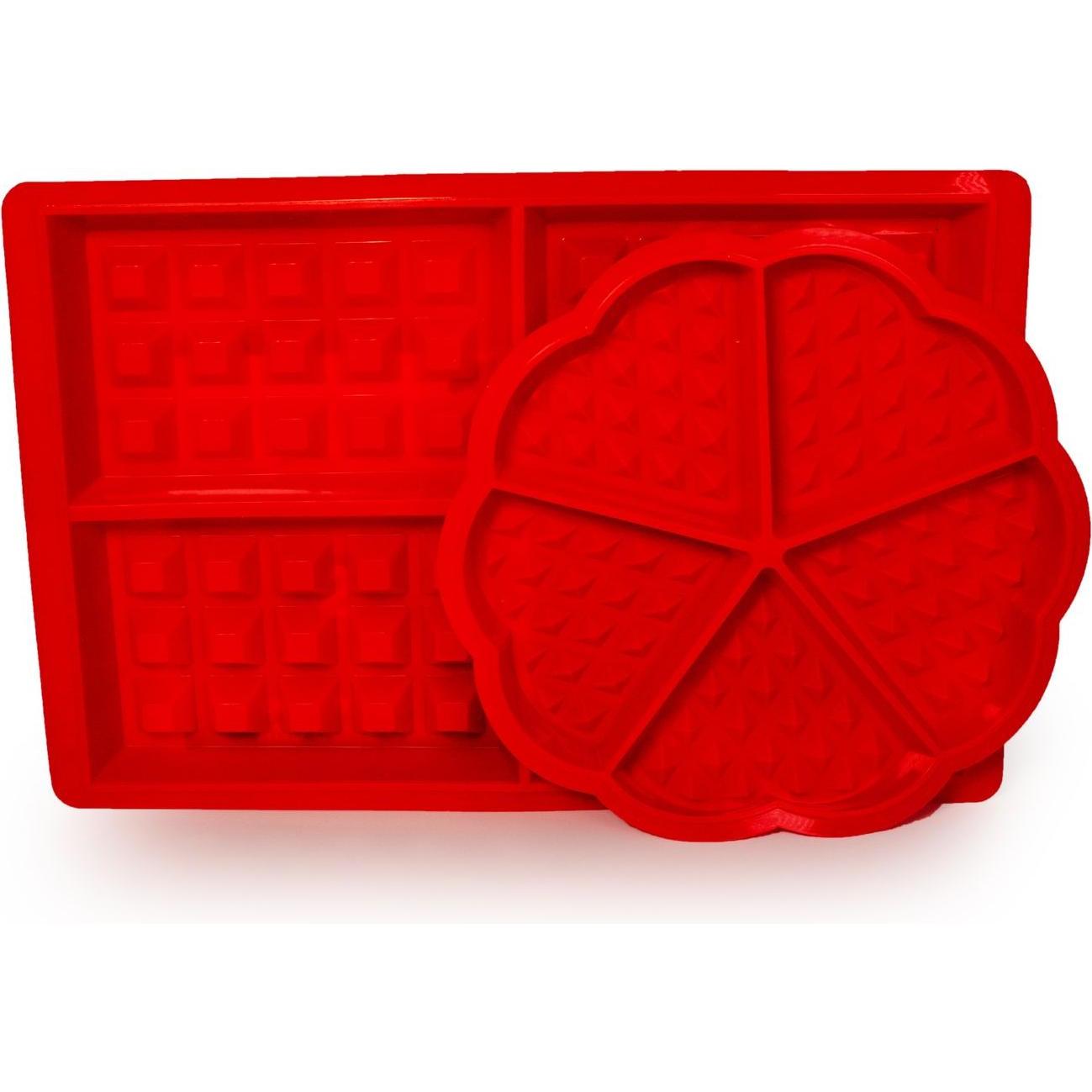 Intirilife 2er Set Silikon Waffelformen, Backform, Rot