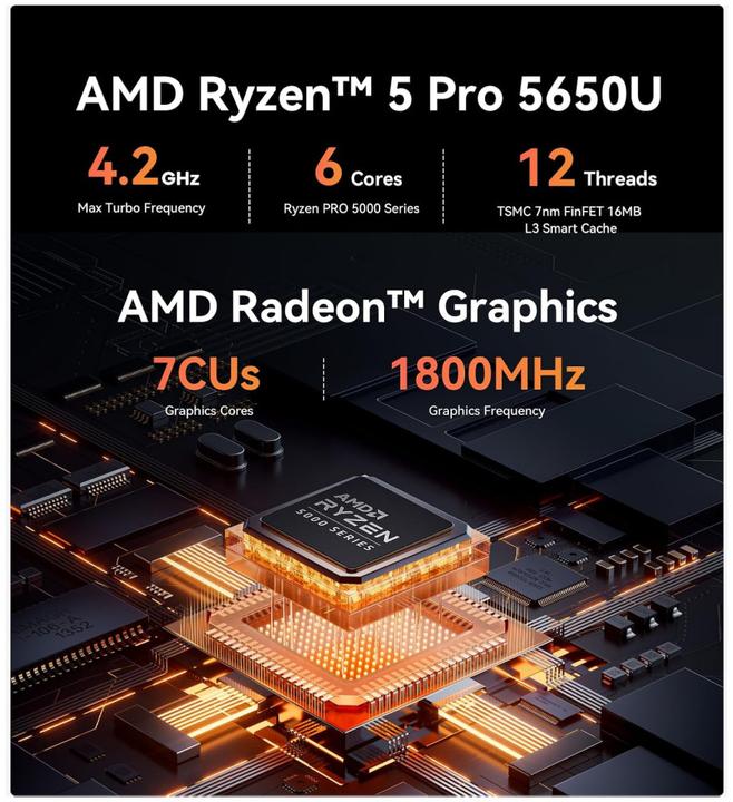 Produktbild Beelink EQR5-D4 AMD Ryzen 5 PRO 5650U 16GB DDR4/500GB SSD/Windows 11 Pro/EU (500 GB, 16 GB, AMD Ryzen 5 Pro 5650U)