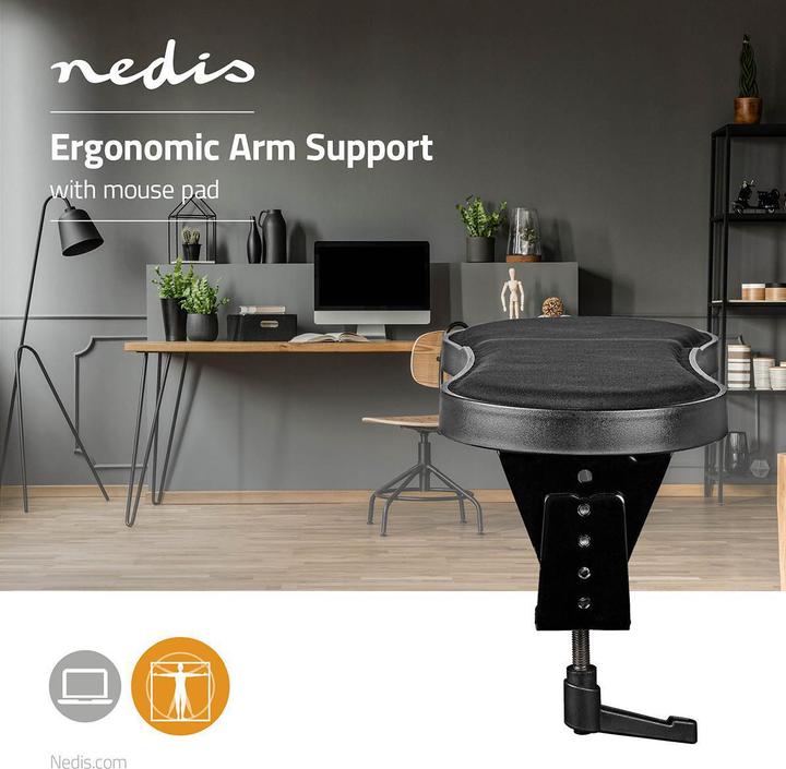 Actual product image Nedis Ergonomic armrest with mouse pad, fully movable, black