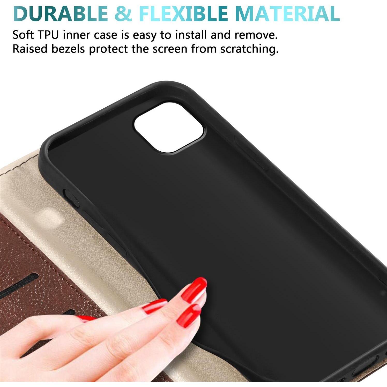 Thumbnail - Cadorabo Book Invisible mit 2 Kartenfächern Hülle (Samsung Galaxy A22 5G), Smartphone Hülle, Braun