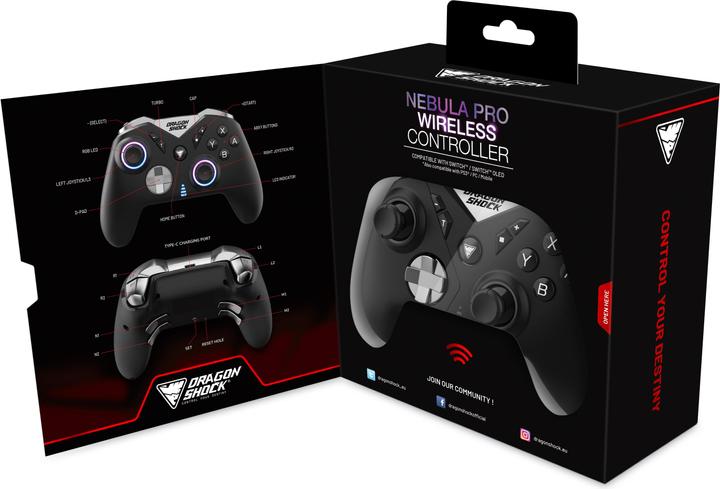 Productafbeelding DragonShock Controller Nebula Pro Draadloze zwarte schakelaar (Switch)