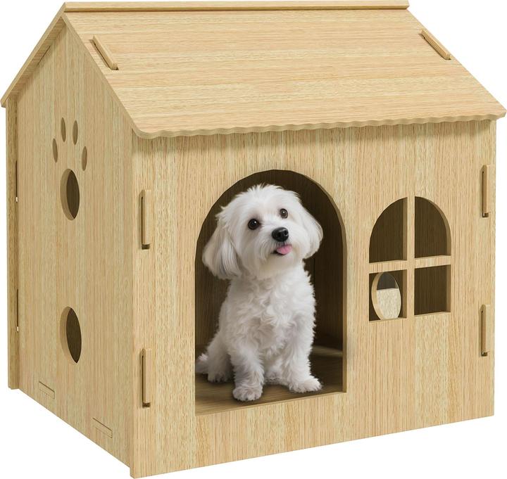 PawHut Hundehütte MDF Eiche (Hundehütte)