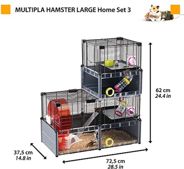 Actual product image Ferplast Multipla Hamster Large grey, 107.5x37.5x h 42cm (1 pc)
