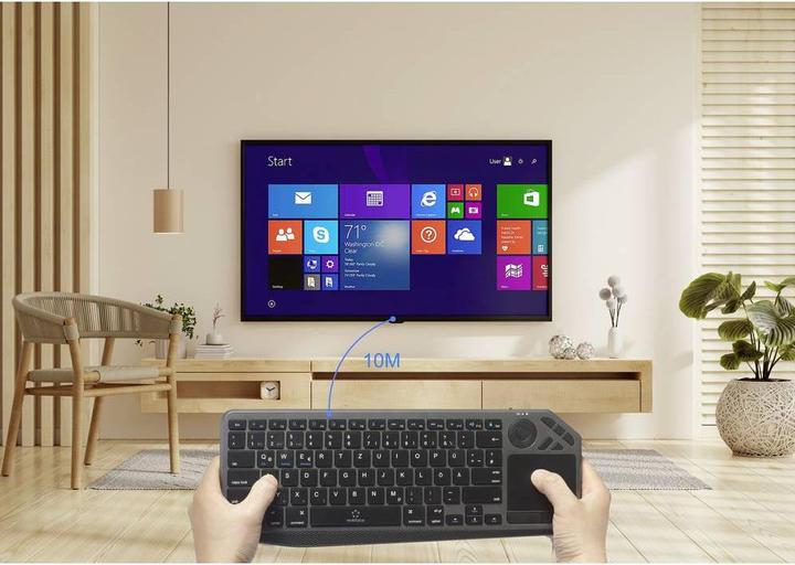 Produktbild Renkforce RF-WLBTKB-300 Bluetooth®, Funk Tastatur Deutsch, QWERTZ Schwarz Integr (DE, Kabellos)