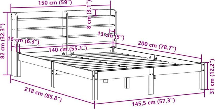 Produktbild vidaXL Bettgestell (140 x 200 cm)