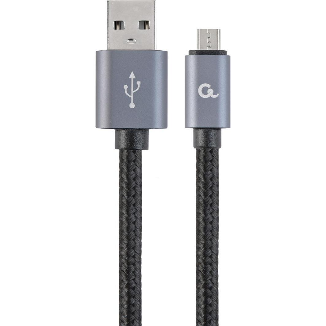Gembird ! Baumwolle geflochtenes Micro-USB-Kabel / 1,8 m / schwarz (1.80 m, USB 2.0), USB Kabel