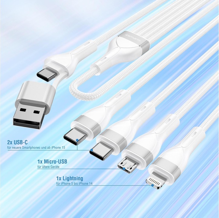 Actual product image 4smarts Multi charging cable 4in2 (1.20 m, USB 2.0)