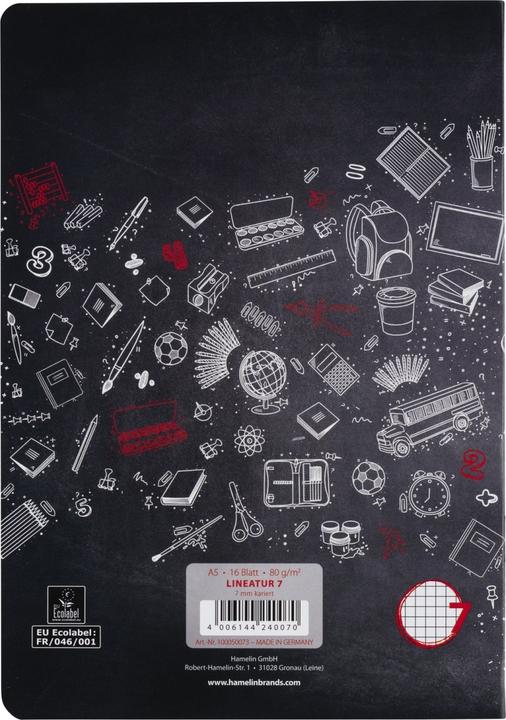 Produktbild Landré A5 2fach rückendrahtgeheftetes Schulheft (A5, Kariert, Harter Einband)