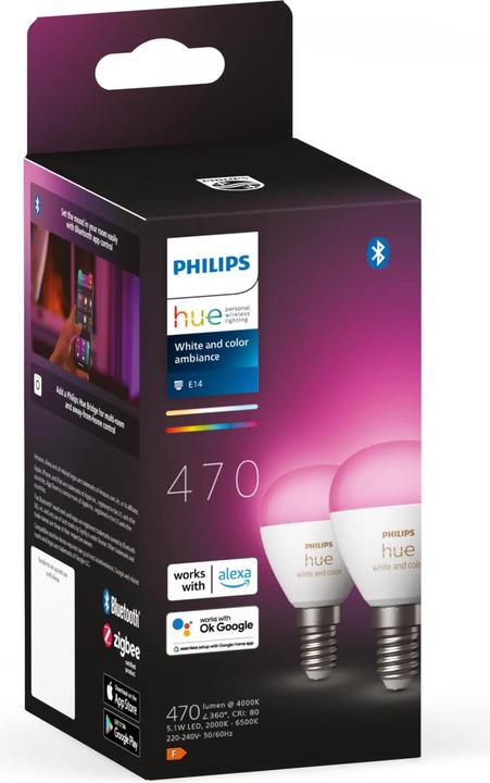 Image du produit Philips Hue Lustre d'ambiance blanc et couleur (E14, 470 lm, 2x)