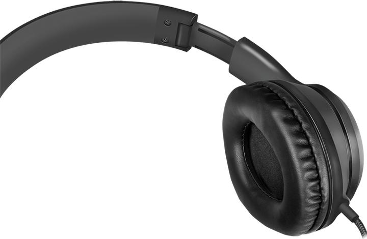 Actual product image LogiLink Stereo headset high quality, with microphone, black Connection: 3.5 mm jack plug, integrated Bed (Cable)
