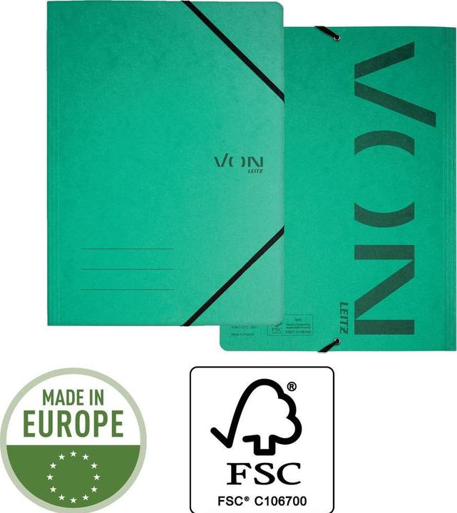 Produktbild von Gummibandmappe A4, Grün, 5 Stück (A4, 5x)