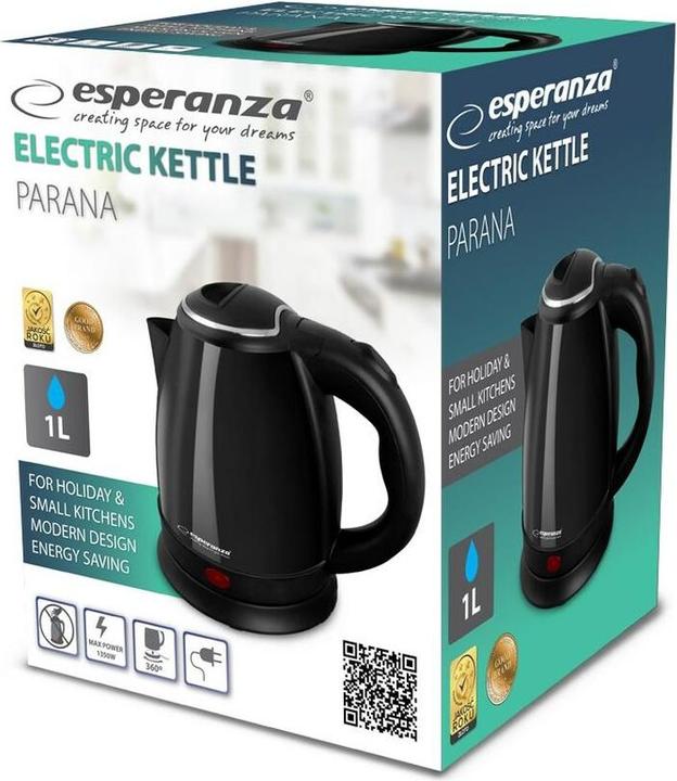 Image du produit Esperanza EKK128K Bouilloire 1 L noir 1350W (1 l)