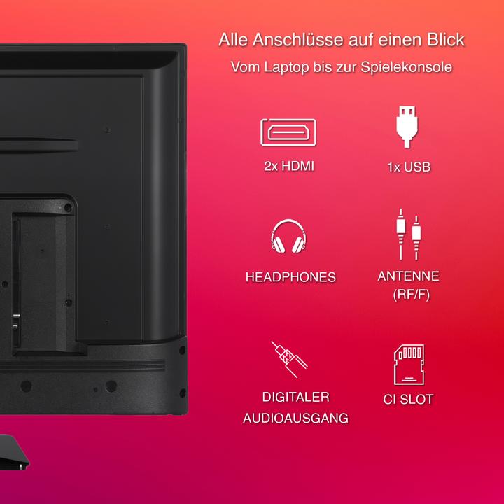 Actual product image Telefunken XH24O550M 24-inch HD-ready LED TV with triple tuner, black (24", LED, HD, 2024)