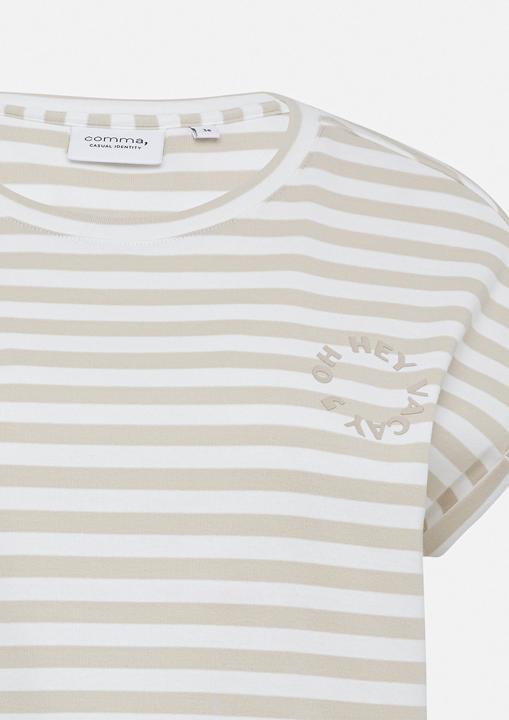 Immagine prodotto Comma T-Shirt Gestreiftes T-Shirt mit verlegter Seitennaht und Printdetail (38)