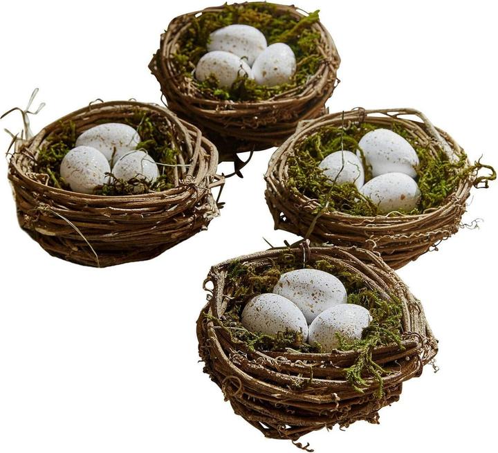 Image du produit Loberon Nid avec oeufs Set de 4 Trista brun/blanc