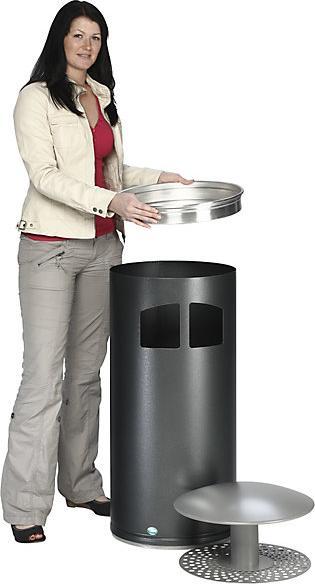 Actual product image VAR Waste collector/ashtray including inner container, capacity 75 l, silver. (75 l)
