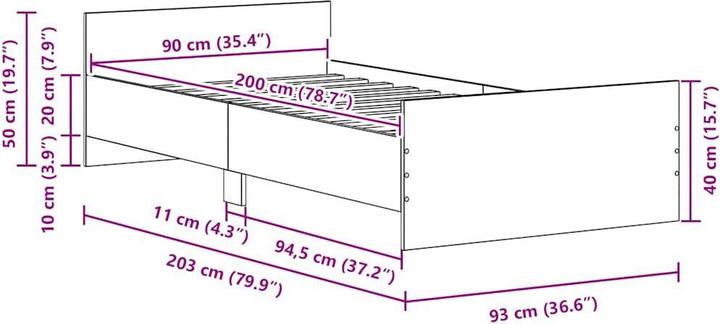 Produktbild vidaXL Bettgestell (90 x 200 cm)