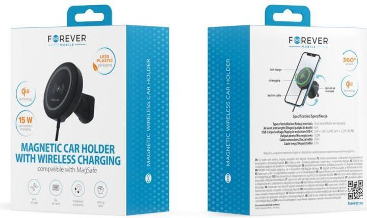 Actual product image Forever car holder for air vent MACH-300 magnetic with wireless charging black Qi2 15W