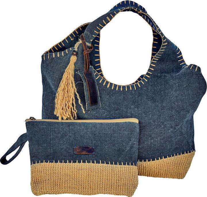 Produktbild Loberon Tasche 2er Set Cacula blau/creme