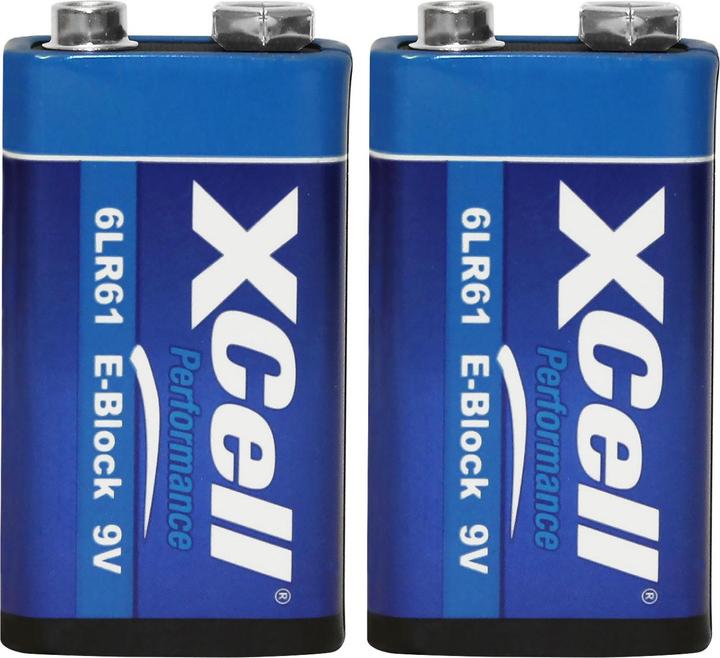 XCell Set of 2 batteries 9V block, 6LR61, Performance Alkaline, 9V (2 pcs., 9V Block)