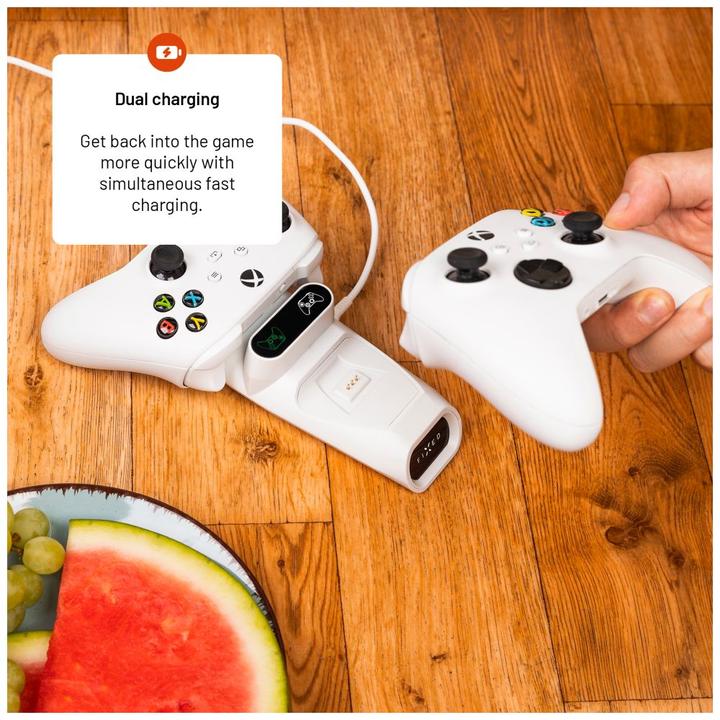 Actual product image Fixed Dual Charging Dock for Xbox Series S, X and One Wireless Controller, white (Xbox Series S, Xbox Series X, Xbox One S)