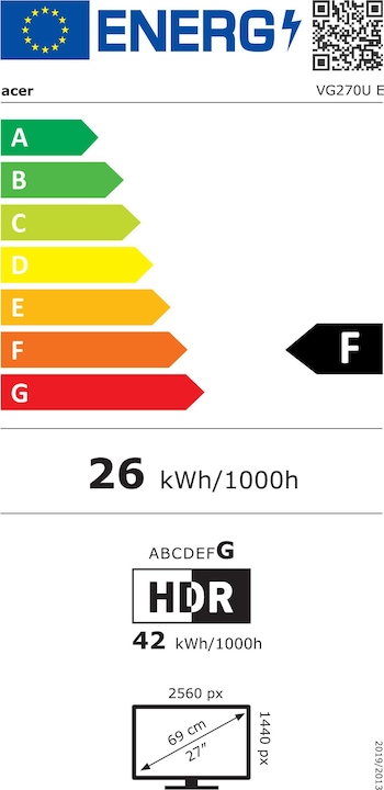 Energie-Label Acer Nitro VG270UEbmiipx (2560 x 1440 Pixel, 27")