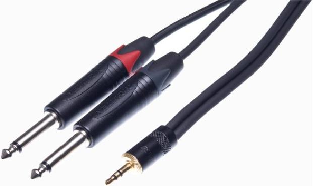 Image du produit Contrik Mini Plug 3pol à 2x Plug 2pol (1.50 m, Câble AUX, Câble jack 6,3 mm)