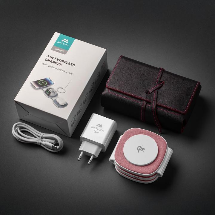 Actual product image Misura MH06 Foldable wireless magnetic charger - ROSE (35 W)