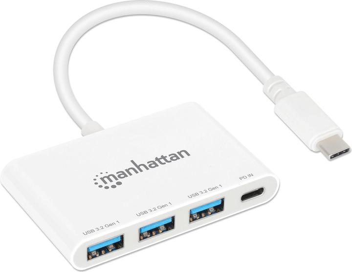 Produktbild Manhattan 3-Port USB 3.2 Gen 1 Typ-C Hub mit Power Delivery (USB-C, 4 Ports)