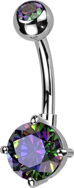 Immagine prodotto Hollywood Body Jewelry Banana d'argento con sfera di cristallo d'argento scuro multicolore e grande cristallo rotondo (Ottone, Titanio)