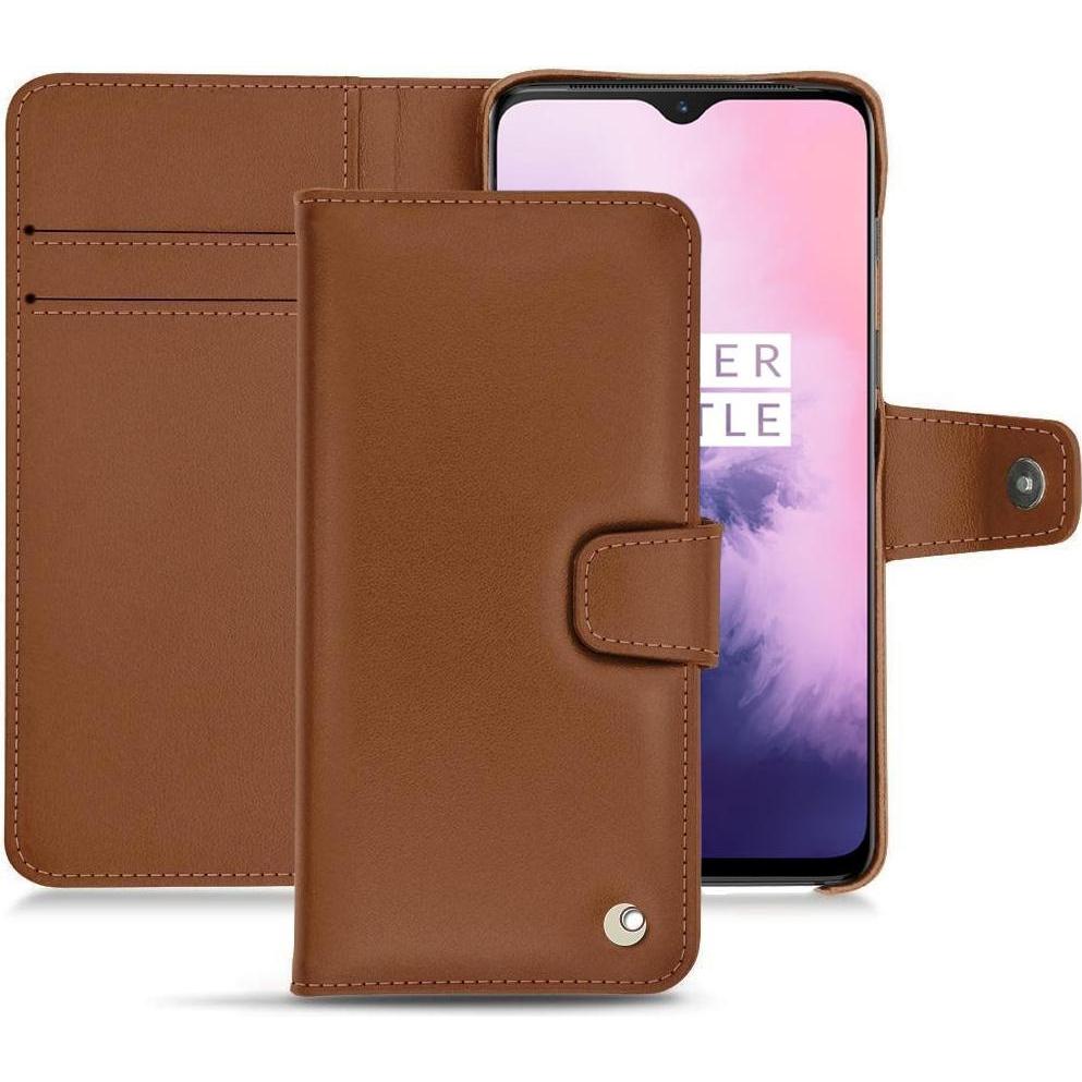 Noreve Lederschutzhülle Wallet (OnePlus 7), Smartphone Hülle, Braun