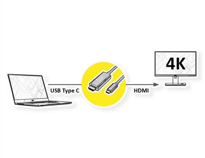 Actual product image Roline USB Typ C — HDMI (Typ A) (1 m)
