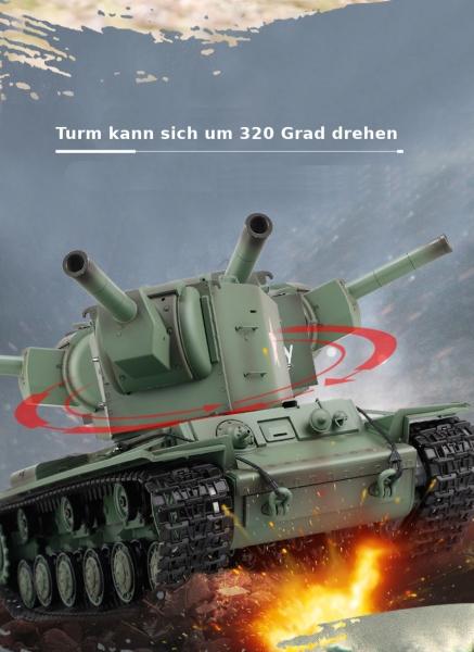 Immagine prodotto Es-toys Carro armato RC "Russian KV-2" Heng Long 1:16 con fumo e suoni -2,4Ghz V7.0 (RTR pronto all'uso)