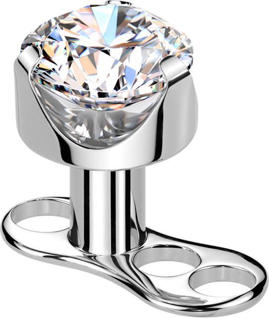 Image du produit Star Piercing Dermal Anchor Innengewinde silber flach Kristall silber gefasst (sans laiton, Titane)