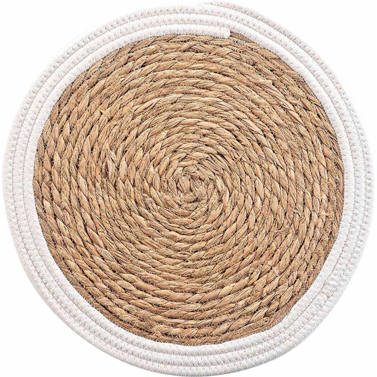 Natura Punto, Tischset, Platzdeckchen, Tischset Stroh Geflecht mit Baumwolle, braun, weiss