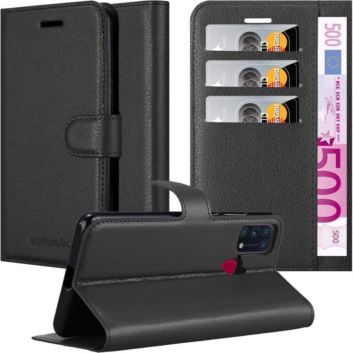 Cadorabo Book mit Standfunktion Cover (Samsung Galaxy M31), Smartphone Hülle, Schwarz
