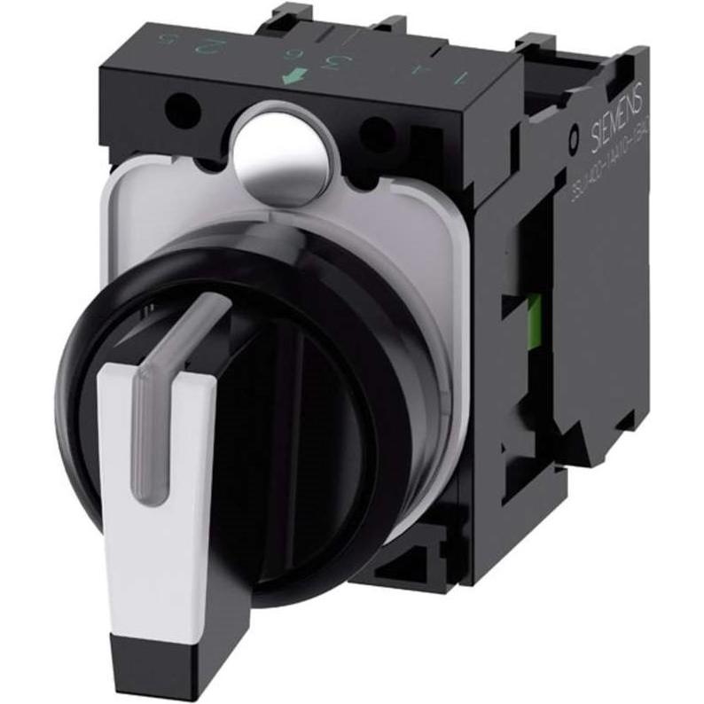 Siemens Selector switch, 22mm, black, white, Taster + Schalter, Schwarz, Weiss