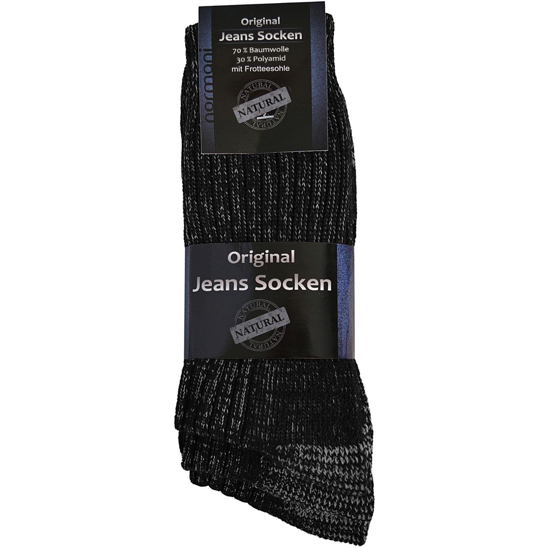 Thumbnail - Normani, Herren, Socken, 6 Paar Jeanssocken mit Frotteesohle, Schwarz, (6er Pack, 35 - 38)