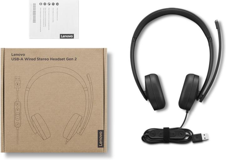 Actual product image Lenovo USB-A Wired Stereo Headset Gen 2 (Cable, USB-A)
