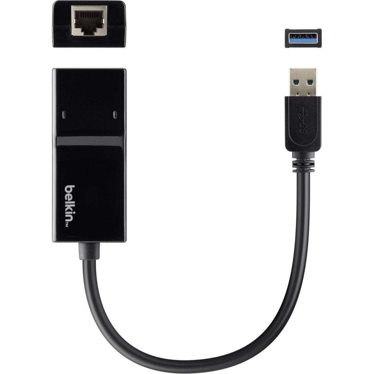 Belkin Netzwerk-Adapter (USB-A, 1 Ports), Dockingstation + USB Hub, Schwarz