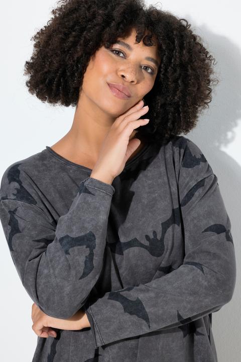 Actual product image Angel of Style Sweatshirt, Fledermaus-Muster, offenkantige Abschlüsse (54)