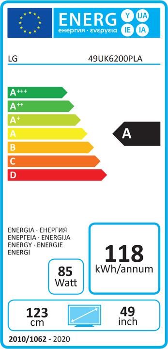 Energie-Label LG 49UK6200 (49", LCD, 4K, 2018)