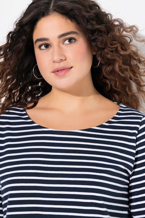 Image du produit Ulla Popken T-shirt rayé. Manches 3/4 et col rond. Coupe Classic (60)