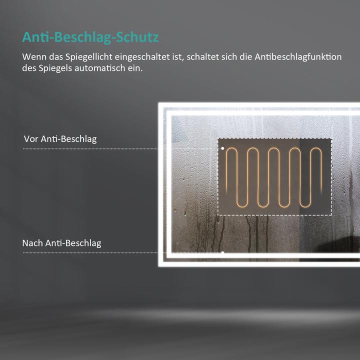 Produktbild Emke Badspiegel mit Beleuchtung 70*50cm,Beschlagfrei, Kaltweiss6500K, Dimmbar, Touch Schalter