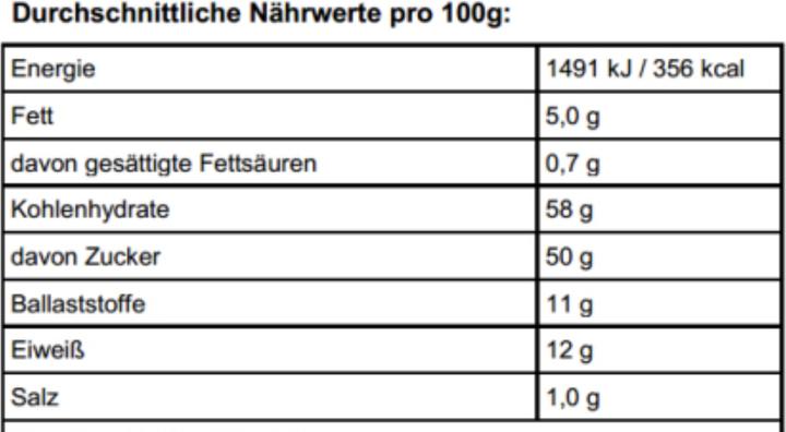 Nährwerte und Zutaten Zimmerli Adaptogene Goji Beeren (BIO) (1 Stück, 100 g)