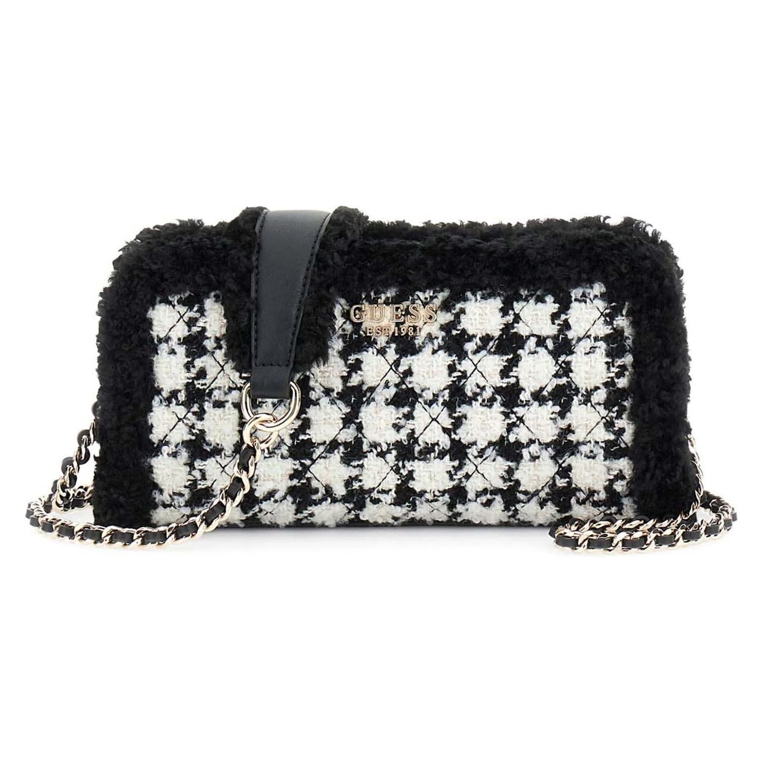 Guess, Damen, Handtasche, Christi Top Zip Crossbody Bag, Schwarz, Weiss