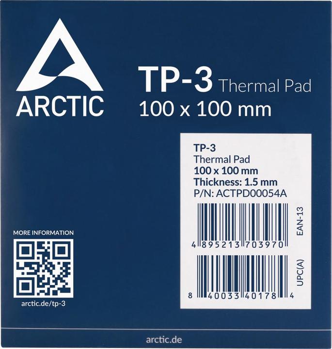 Actual product image Arctic TP-3 (100x100mm, t:1.5mm) (1.50 mm, 6 W/m K)