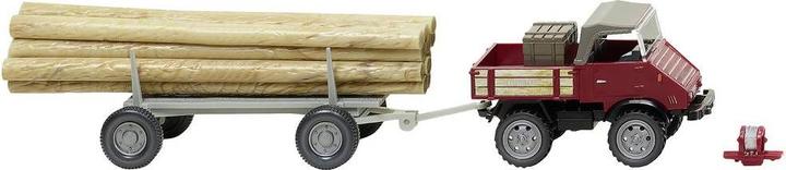 Actual product image Wiking H0 Unimog U 411 with long log trailer