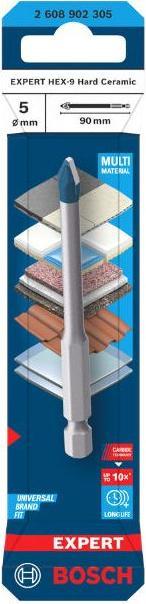 Produktbild Bosch Professional Zubehör EXPERT HEX-9 Hard Ceramic Bohrer, 5x90 mm (5 Millimeter)