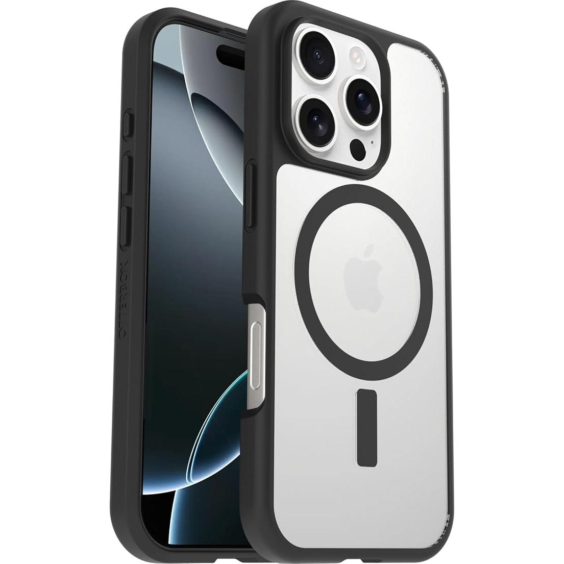 Thumbnail - OtterBox React mit MagSafe (Apple iPhone 16 Pro), Smartphone Hülle, Transparent, Schwarz